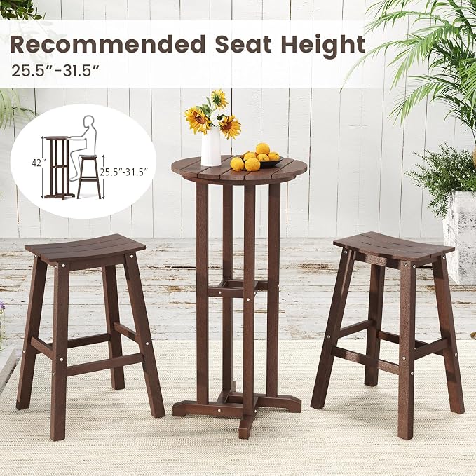 Tangkula 21.5" Round Bar Table, Patio HDPE Bar Height Dining Table w/Slatted - Image 6