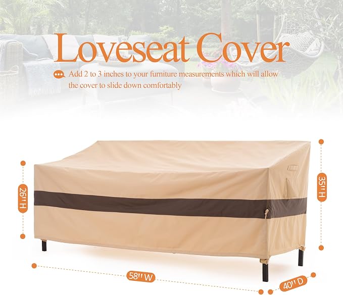 WJ-X3 Outdoor Loveseat Cover for 2-Seater Sofa, Waterproof & Heavy-Duty - Image 7