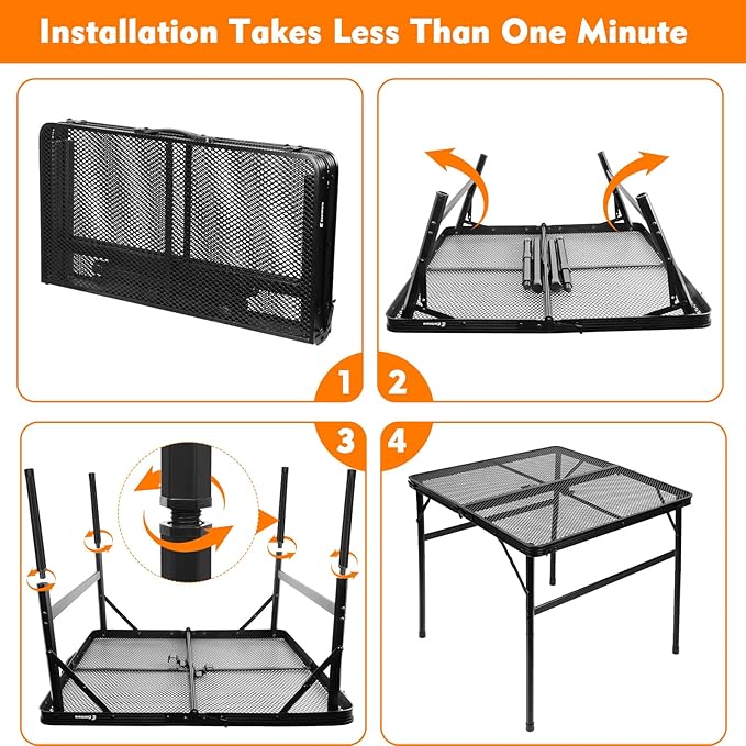 Square Folding Card Table with Adjustable Height, Patio & Indoor Use, Fits 2–4 - Image 4