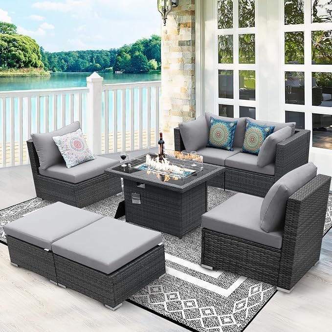 BULEXYARD 7 Piece High Back Outdoor Sectional Set - Image 8