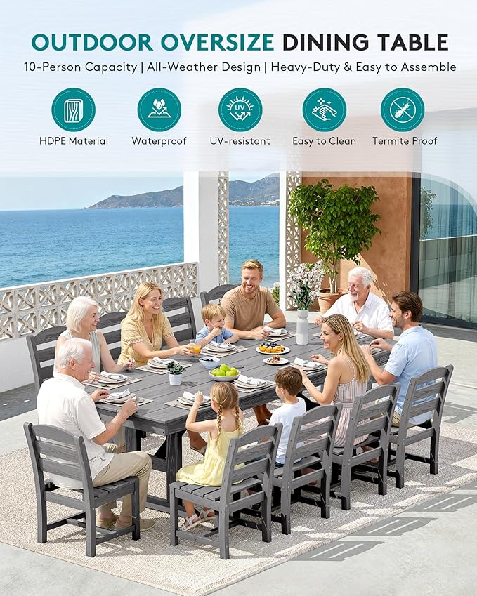 SERWALL 11 Piece Outdoor Dining Set - Image 7