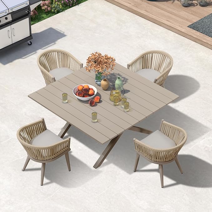 PURPLE LEAF 5 Pieces Oversized Square Outdoor Dining Set by PURPLELEAF