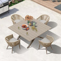 PURPLE LEAF 5 Pieces Oversized Square Outdoor Dining Set by PURPLELEAF