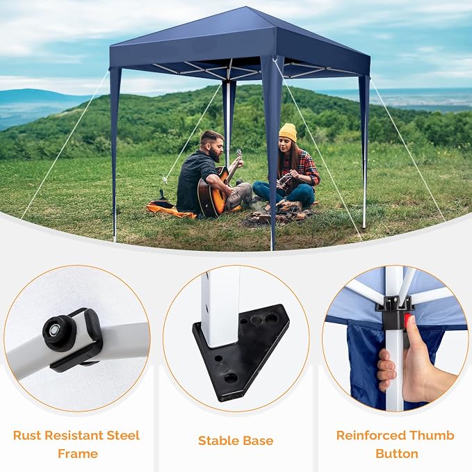 VINGLI 6.5x6.5 Pop Up Canopy Tent, Outdoor Tent Canopies Foldable Portable - Image 5