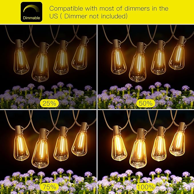 OHLUX Outdoor Light String, 30FT Dimmable Outdoor String Lights - Image 3