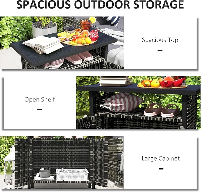 Outsunny Outdoor Pool Towel Storage Cabinet Organizer, Outdoor Bar Table - Image 3