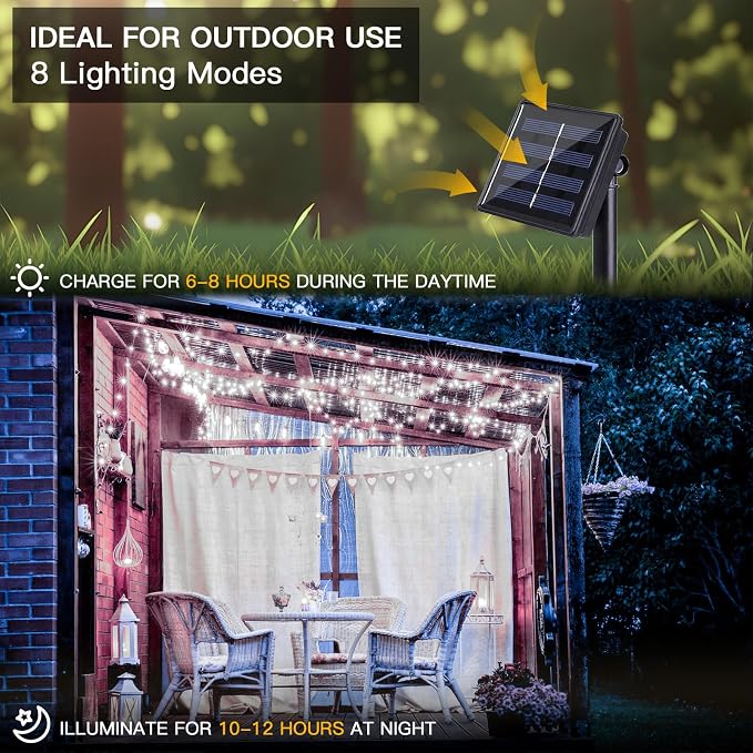 suddus Solar Fairy Lights Outdoor Waterproof, 2 Pack 33ft 100 LED Solar Twinkle - Image 4