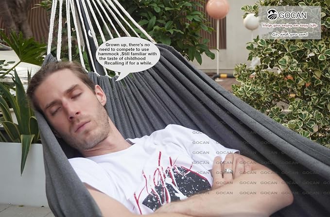 Hammock Outdoor 2 People 220x150cm Total Length 330cm Load 300kg Canvas Cotton - Image 5