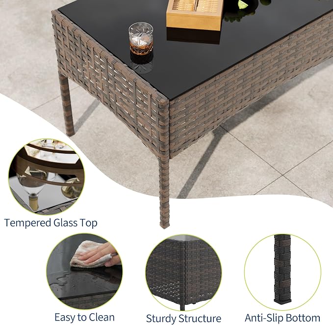 GAOMON 4-Piece Patio Furniture Set, Modern PE Rattan Conversation Set - Image 7