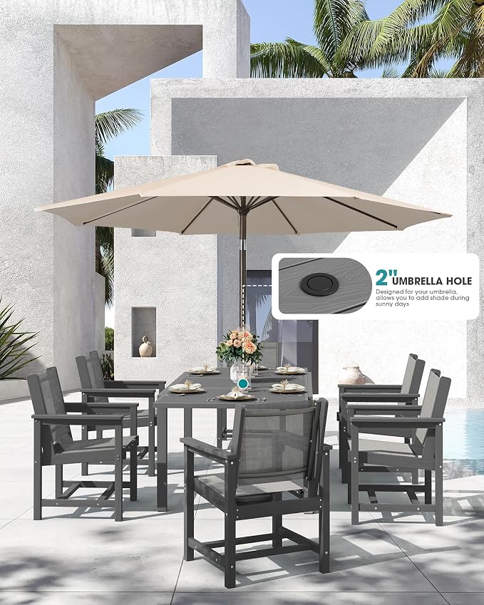 SERWALL 7-Piece Patio Dining Sets, All Weather HDPE Patio Furniture Set - Image 3