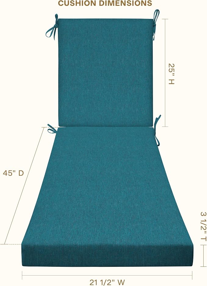 Honeycomb Outdoor Heritage Chaise 21.5 x 70, Textured Solid Teal Chaise Lounge - Image 4