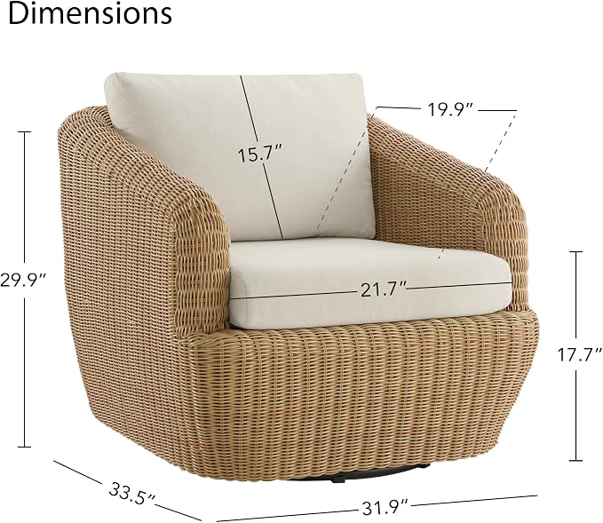 CHITA Patio Wicker 360° Swivel Chair - Image 6