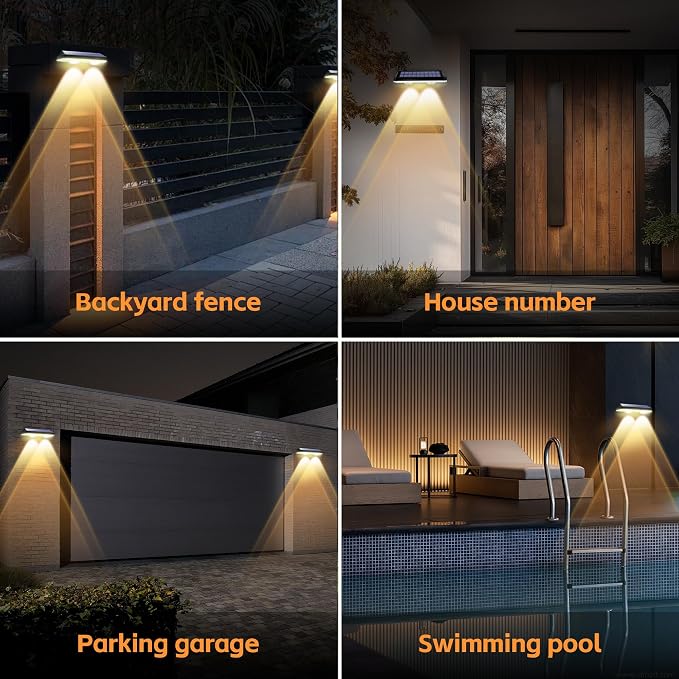 Solar Fence Lights Outdoor, Waterproof LED, 3Lighting Modes, SolarPowered Wall - Image 6