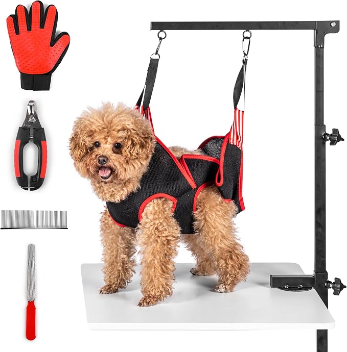 Dog Grooming Arm with Clamp & Pet Grooming Hammock | 4 Extra Bundles | Dog by Unknown