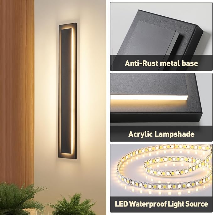 .  Long Outdoor LED Wall Lights, Modern Exterior Garage Wall Light - Image 5