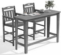 Outdoor Patio Bar Height Table and Tall Adirondack Chairs Set of 2, All-Weather by Suunyn