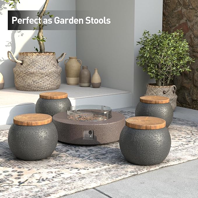 SUNBURY Outdoor Indoor Side Table, Accent Side Table, Decorative Garden Stool - Image 5