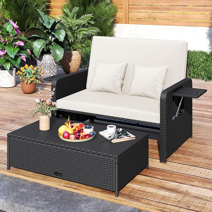HAPPYGRILL Patio Rattan Wicker Daybed - Image 2