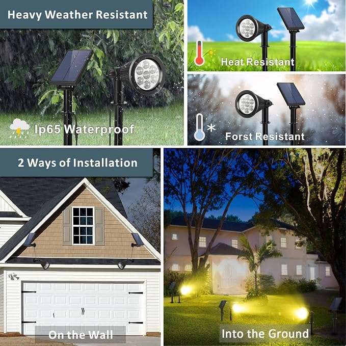Spotlights Outdoor Solar for Flag Pole, Bright 7-LED Solar Spot Light - Image 6