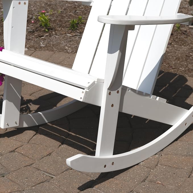 Jayde White Solid Wood Outdoor Adirondack Rocking Chair Set of 2 by Linon - Image 5