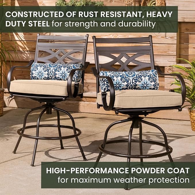 Hanover Montclair All-Weather 5-Piece Outdoor Dining Set, 4 Cushioned Swivel - Image 7