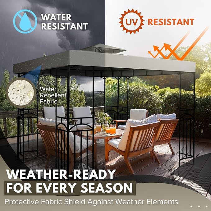 Flexzion Gazebo Cover Replacement Canopy Top 8x8 Ft - Image 4