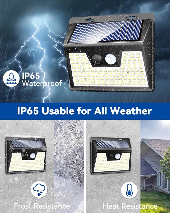 Peasur 140LED Solar Powered Lights Outdoor Waterproof, 3 Packs Motion Sensor - Image 7