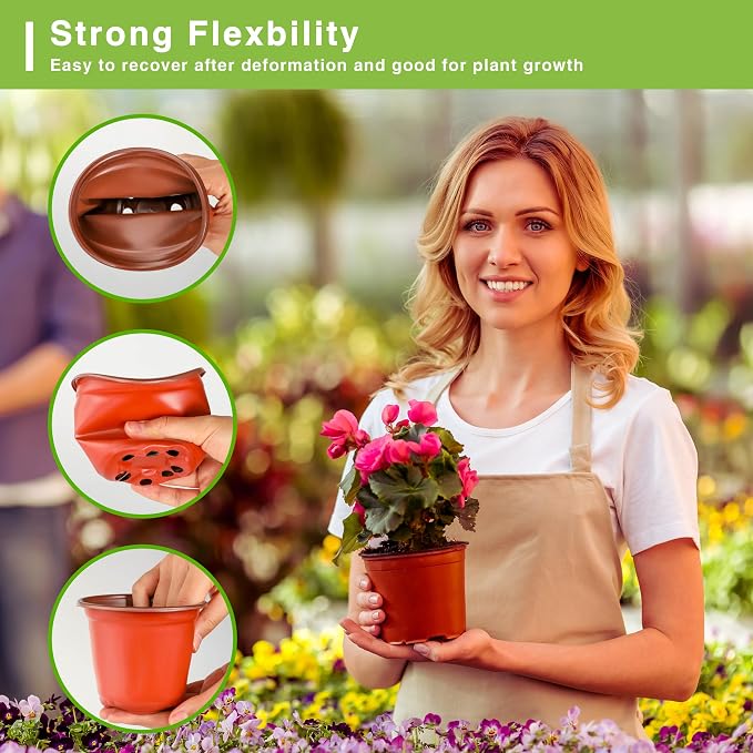 Plant Nursery Pot/Pots 200 Pcs 4" Plastic Small Plants Pots Flower Pots Seed - Image 5