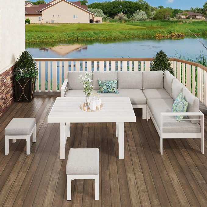 Solaste Aluminum Patio Furniture Set, Metal Patio Sectional Sofa - Image 2