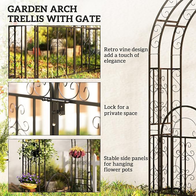 Outsunny 7.4ft Steel Garden Arch - Image 3