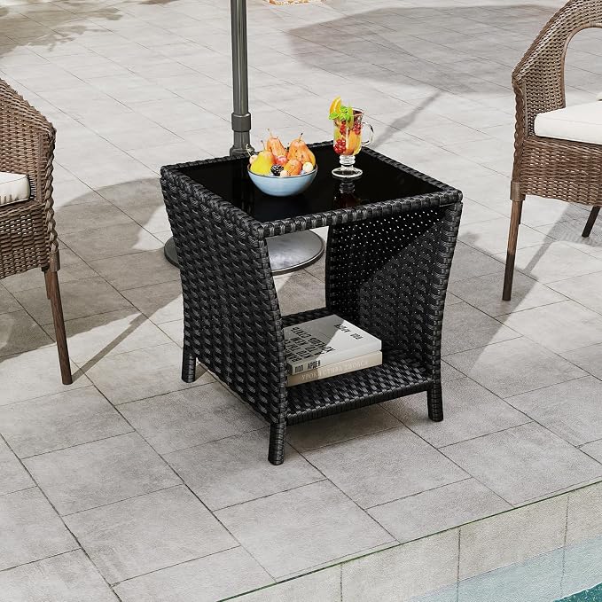 Kinfant Rattan Patio Side Table - Image 8