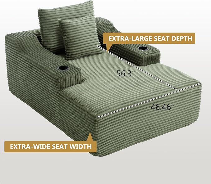 67" Oversized Chaise Lounge Chair Indoor, Soft Boneless Cloud Couch Chair - Image 7
