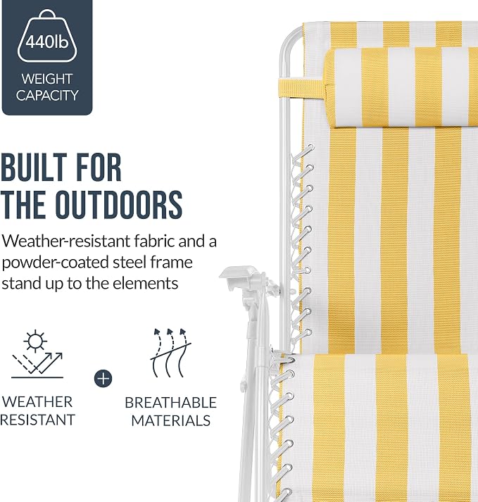 Best Choice Products Set of 2 Extra Wide Adjustable Steel Mesh Zero Gravity - Image 6