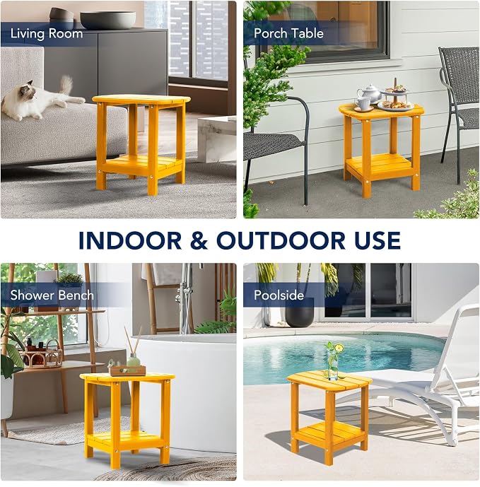 nalone Adirondack Side Table 16.5" Outdoor Side Tables HDPE Plastic Double - Image 9