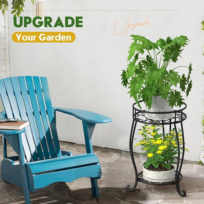 TOSKING 2 Tier Metal Plant Stand Indoor Outdoor, Rustproof Stable Plant Stands - Image 8