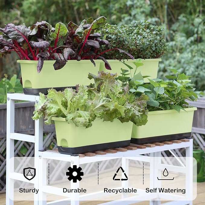 Window Box Planter 4 Packs, 17 Inches Rectangle Flower Pots - Image 2