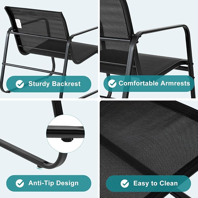 DUMOS 3 Piece Patio Furniture Set，Outdoor Patio Furniture Conversation Set - Image 3