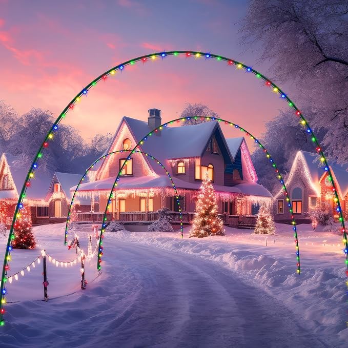 Geetery 3 Pack 10FT Christmas Archway Outdoor, 8 Mode LED Light Arch Metal - Image 5