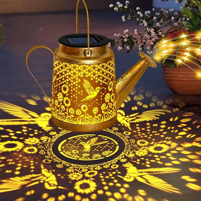 Hummingbird Solar Watering Can Lights, Outdoor Waterproof Garden Lanterns - Image 6