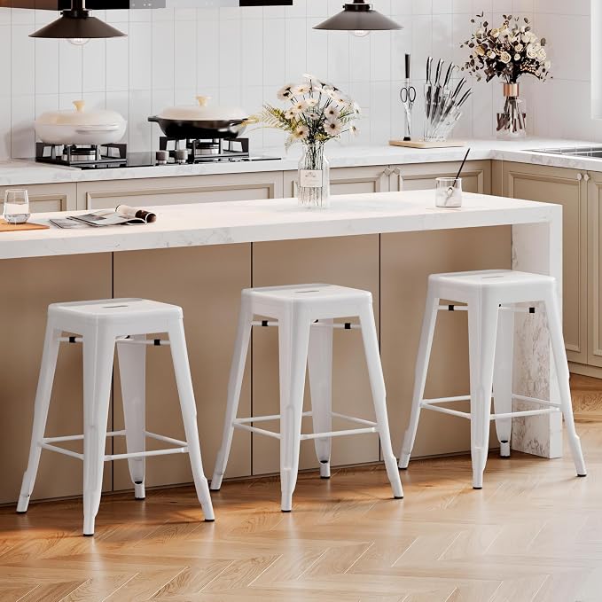 Yaheetech 24 Inch Metal Barstools Set of 4, Counter Height Backless Stools - Image 8