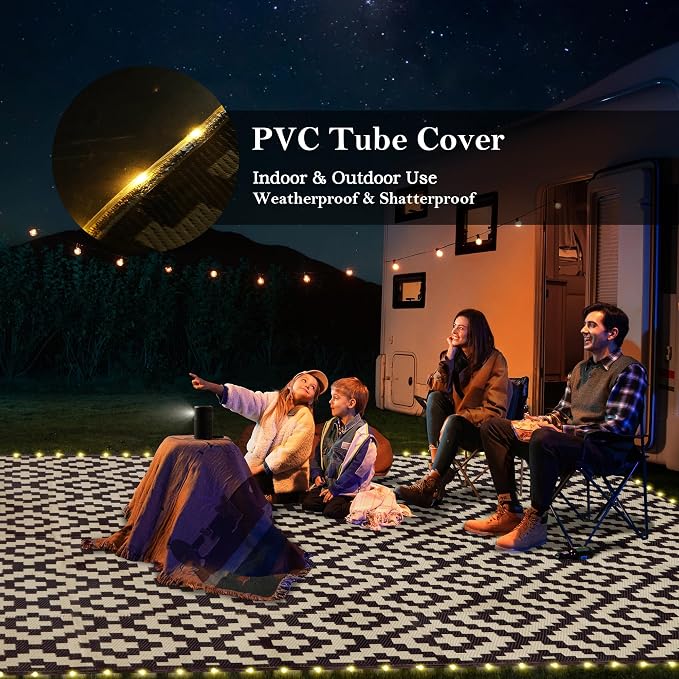 SAND MINE Reversible Mats with Led Strip Lights, Plastic Straw Rug, Modern Area - Image 6