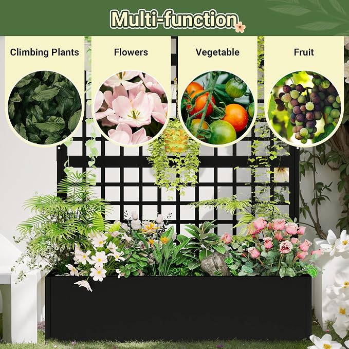 Metal Planter with Trellis 72" x 47’’ x 16", Raised Garden Bed with Trellis - Image 6