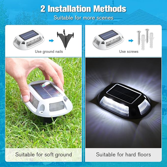 VOLISUN Solar Driveway Lights Dock Deck Lights 12 Pack, 9 Colors in 1 Led IP67 - Image 4