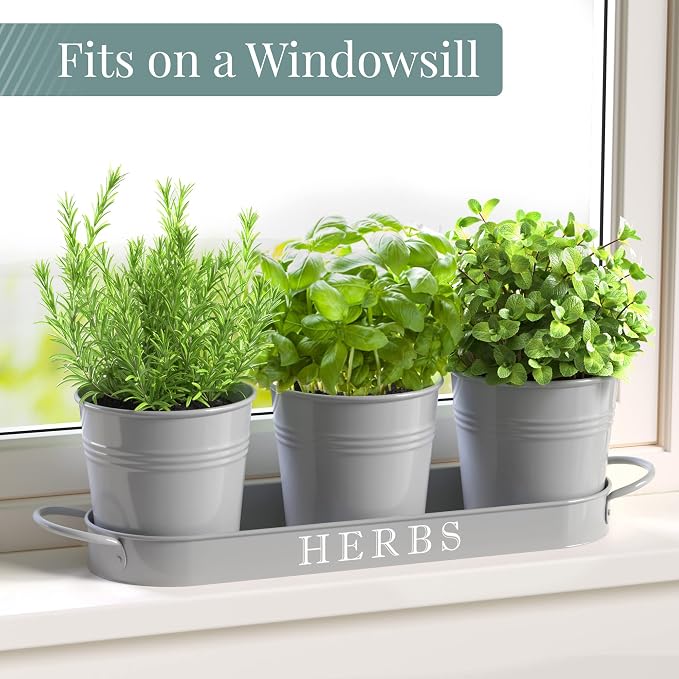 Barnyard Designs Indoor Herb Garden Planter Set - Image 3