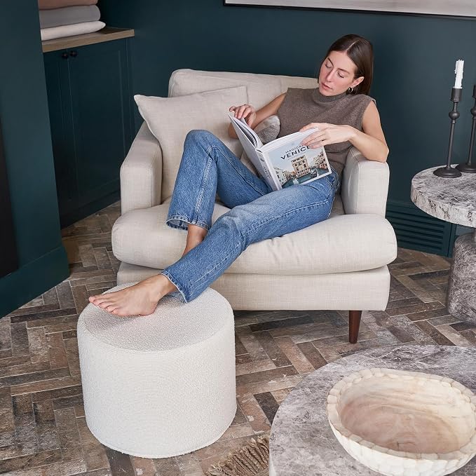 ZICOTO Beautiful Boucle Pouf Ottoman and Foot Rest - Image 7