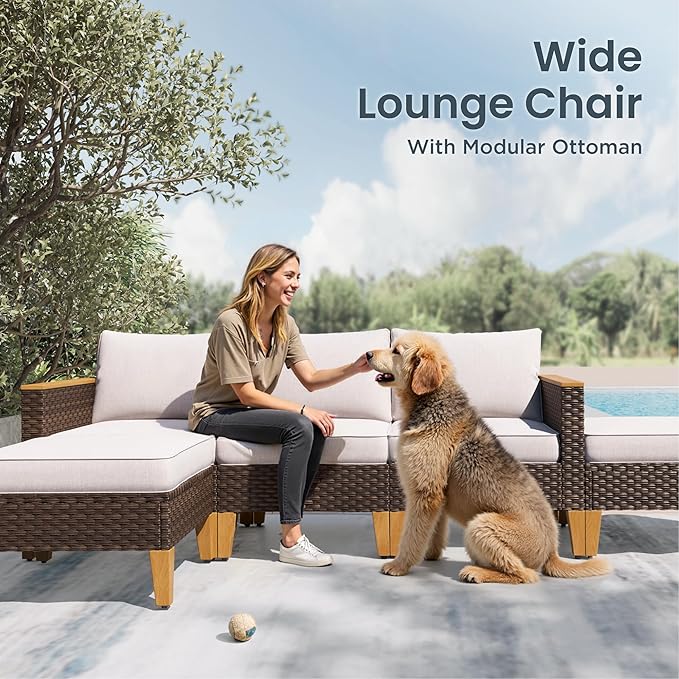PHI VILLA Patio Furniture Sectional Sofa Set of 2，Outdoor Wicker Furniture - Image 7