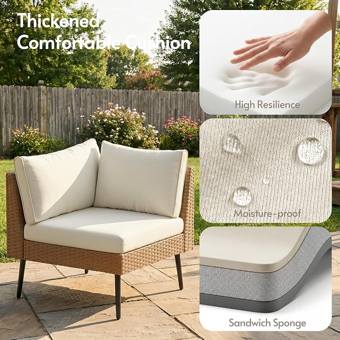 ENSTVER 8-Piece Dual-Strand Wicker Outdoor Sectional, Premium Outdoor Sofa - Image 4