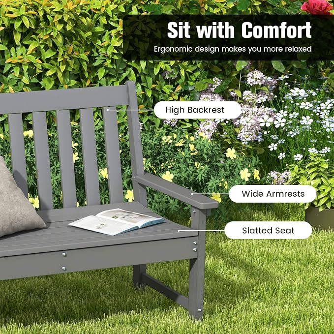 Tangkula HDPE Outdoor Garden Bench - Image 7