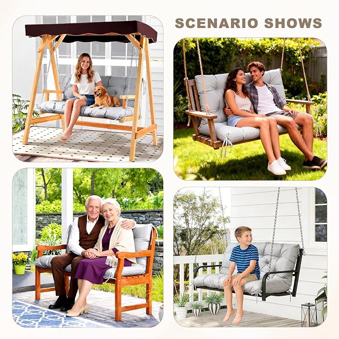 Porch Swing Cushion with Backrest, Waterproof Bench Cushion - Image 7