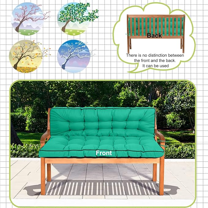 Waterproof Porch Swing Cushion Replacement, Thick 4" 2–3 Seat Outdoor Swing - Image 5